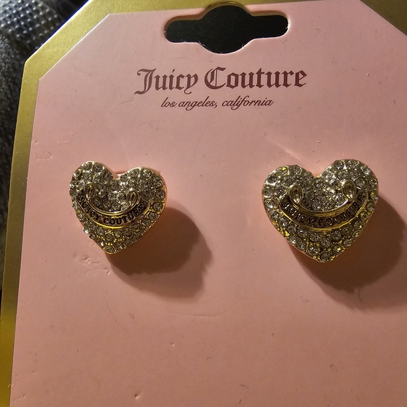 ❣️New! Juicy Couture Heart Crystal Stud Earrings - Picture 2 of 4